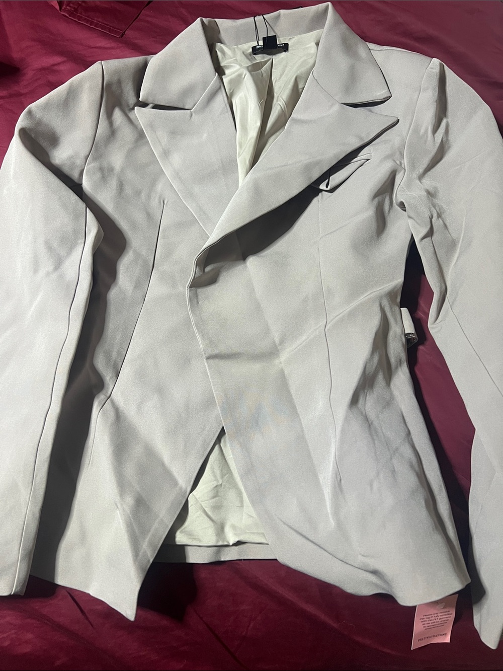 Pretty Little Thing shape Tailored Belted Women's Blazer Jacket - taupe